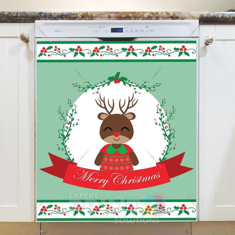 Cute Smiling Deer Girl Dishwasher Magnet