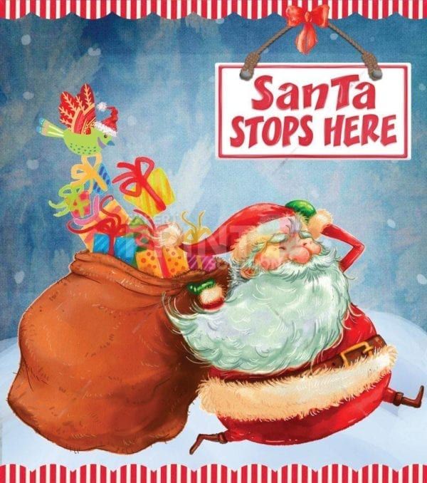 Santa Stops Here Garden Flag