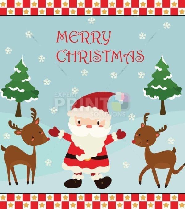 Santa Claus and 2 Deer Garden Flag