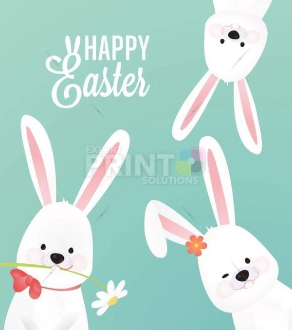 White Easter Bunnies Garden Flag