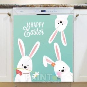 White Easter Bunnies Dishwasher Magnet
