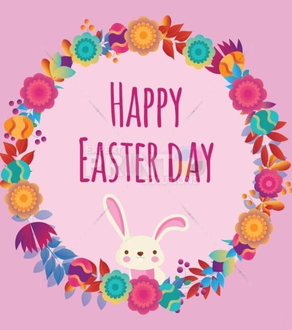 Easter Bunny and a Flower Wreath Garden Flag