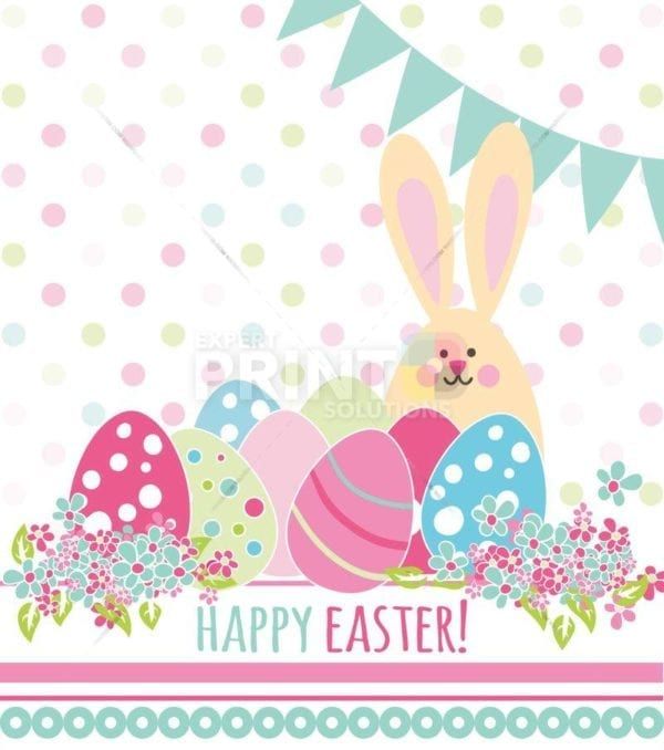 Colorful Easter Eggs and Bunny Garden Flag