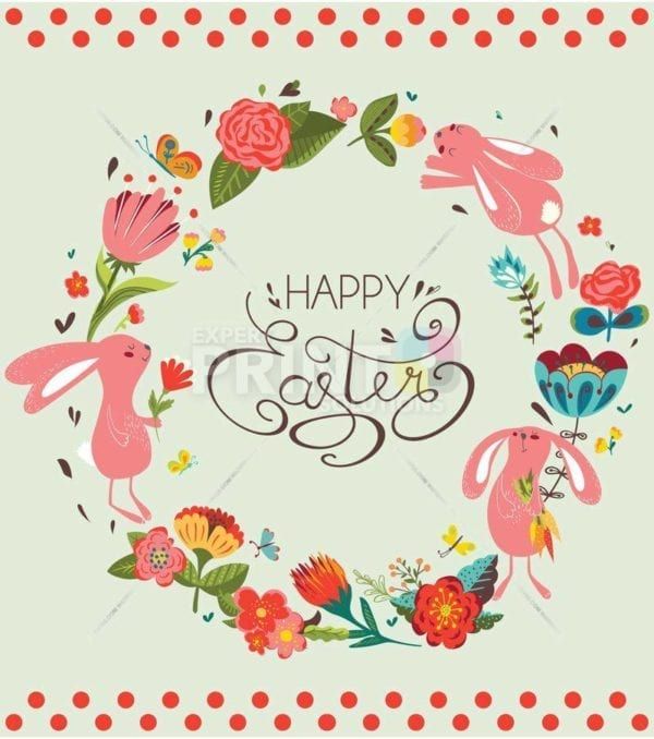 Easter Bunny Wreath Garden Flag