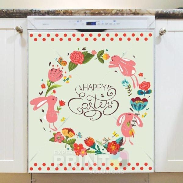 Easter Bunny Wreath Dishwasher Magnet