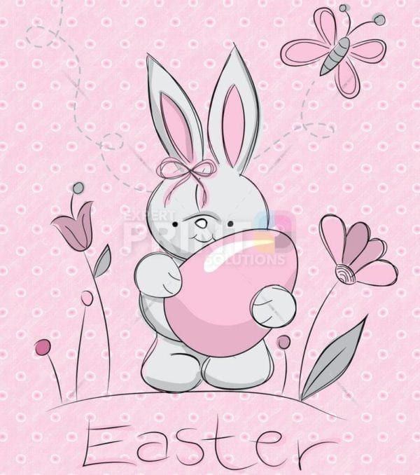 Pink and Grey Easter Bunny Garden Flag