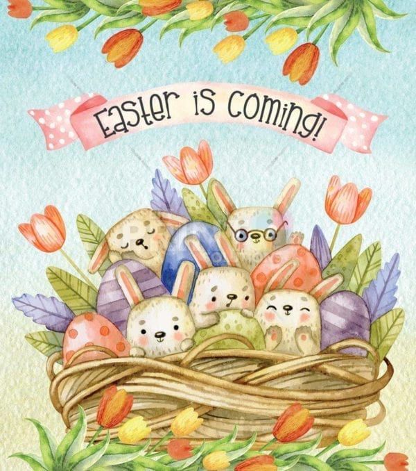 Easter Bunnies in a Basket Garden Flag