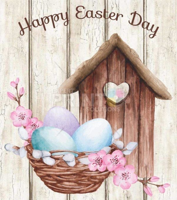 Birdhouse and Easter Eggs Garden Flag