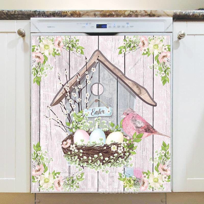 Easter Birdhouse and Nest Dishwasher Magnet
