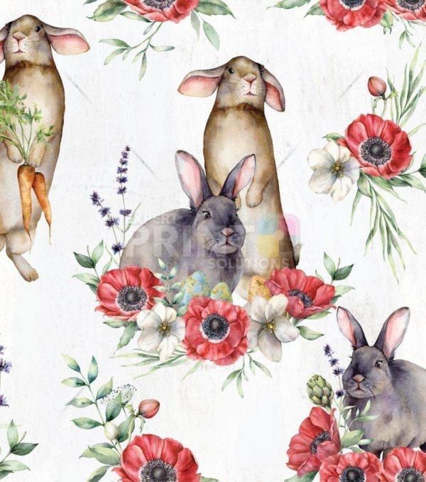 Easter Bunnies and Poppies Garden Flag