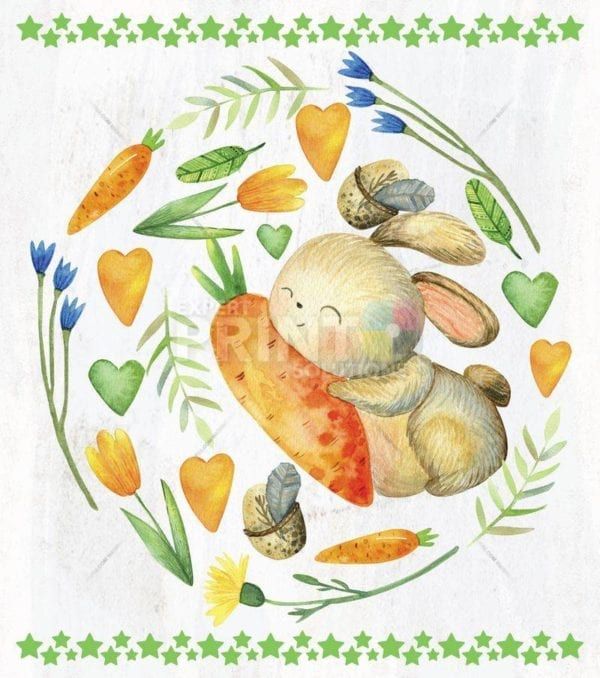 Easter Bunny with Carrots Garden Flag