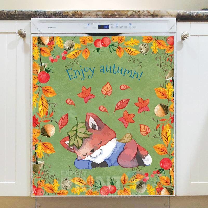 Sleeping Autumn Fox Dishwasher Magnet