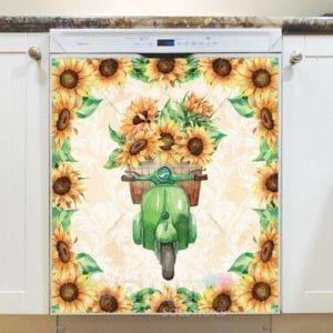 Autumn Bike and Sunflowers #1 Dishwasher Magnet