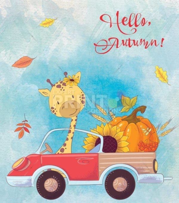 Autumn Giraffe in a Truck Garden Flag