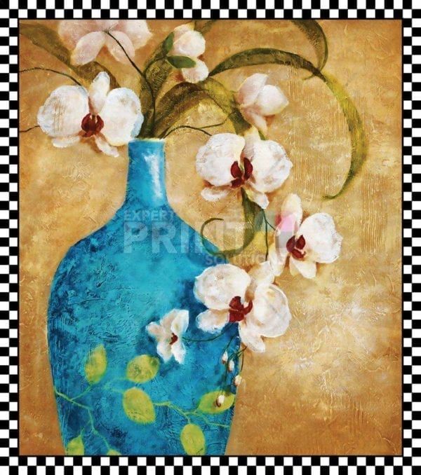 Blue Vase and White Orchid Garden Flag