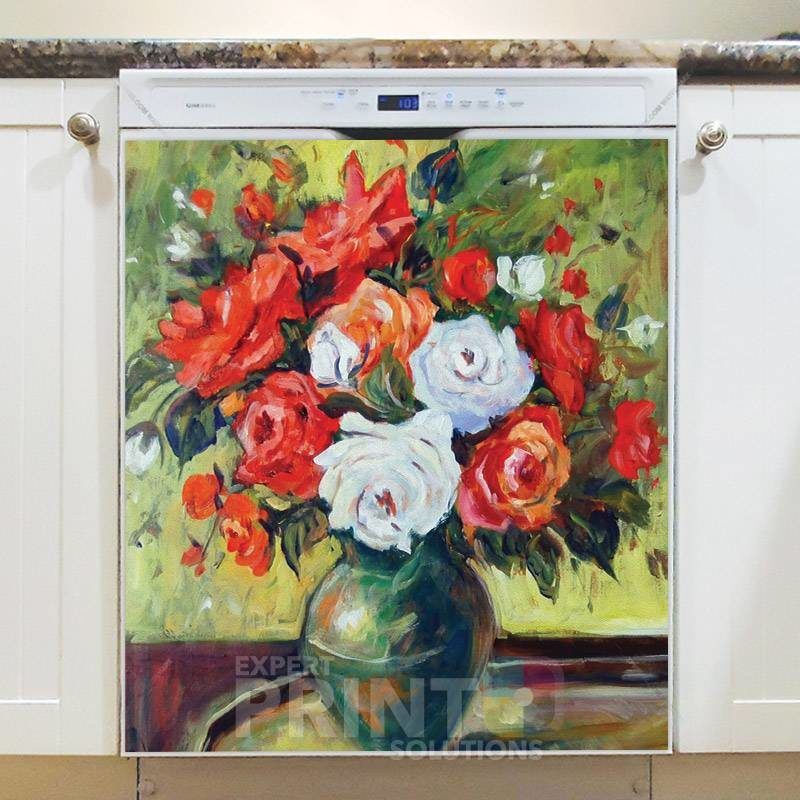 Victorian Still Life Roses Dishwasher Magnet