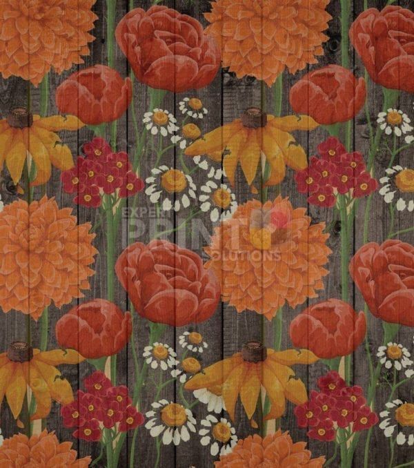 Rustic Flowers on Wood Pattern #7 Garden Flag