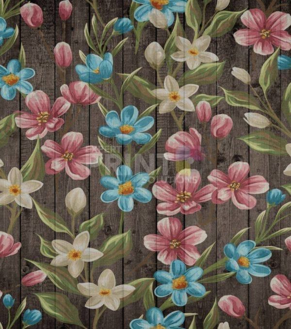 Rustic Flowers on Wood Pattern #9 Garden Flag