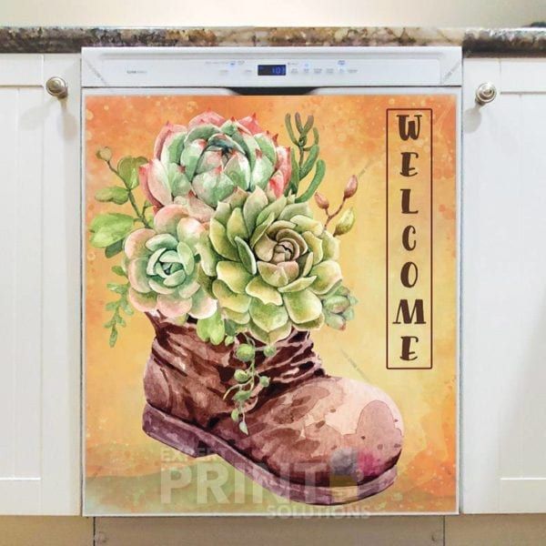 Old Gardening Boot with Succulents Dishwasher Magnet