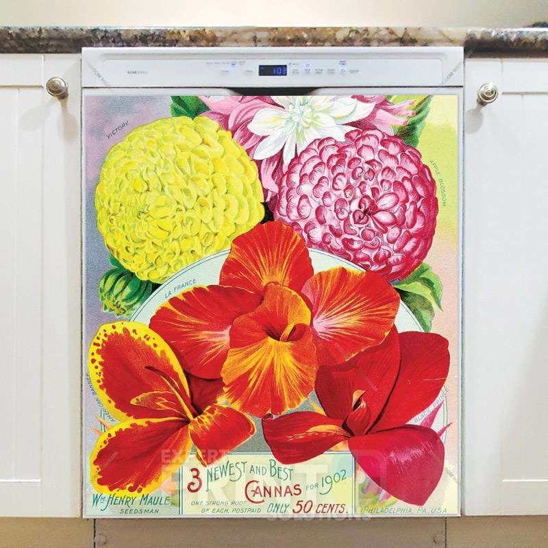 Vintage Retro Flower Seed Label #13 Dishwasher Magnet