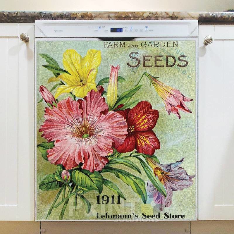 Vintage Retro Flower Seed Label #15 Dishwasher Magnet