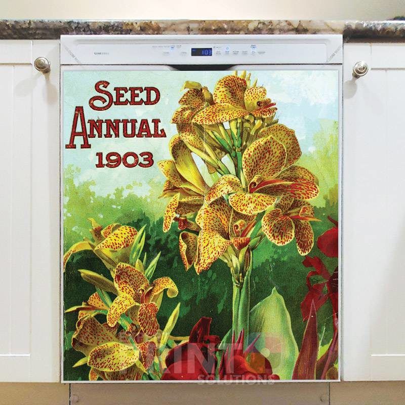 Vintage Retro Flower Seed Label #27 Dishwasher Magnet