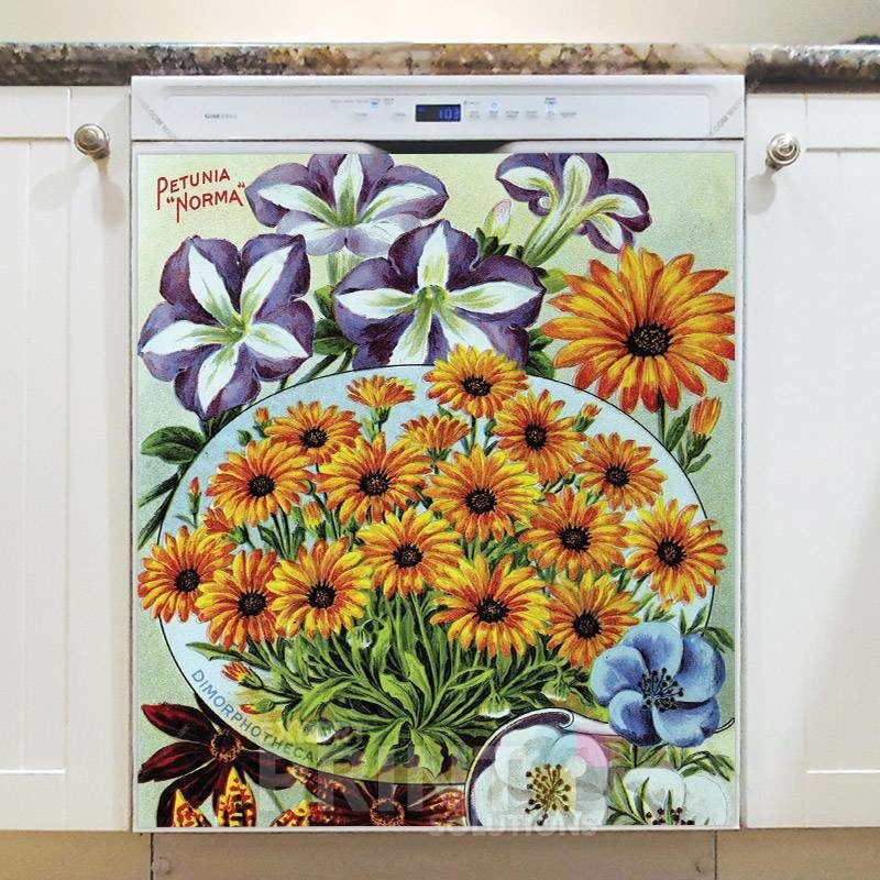 Vintage Retro Flower Seed Label #35 Dishwasher Magnet