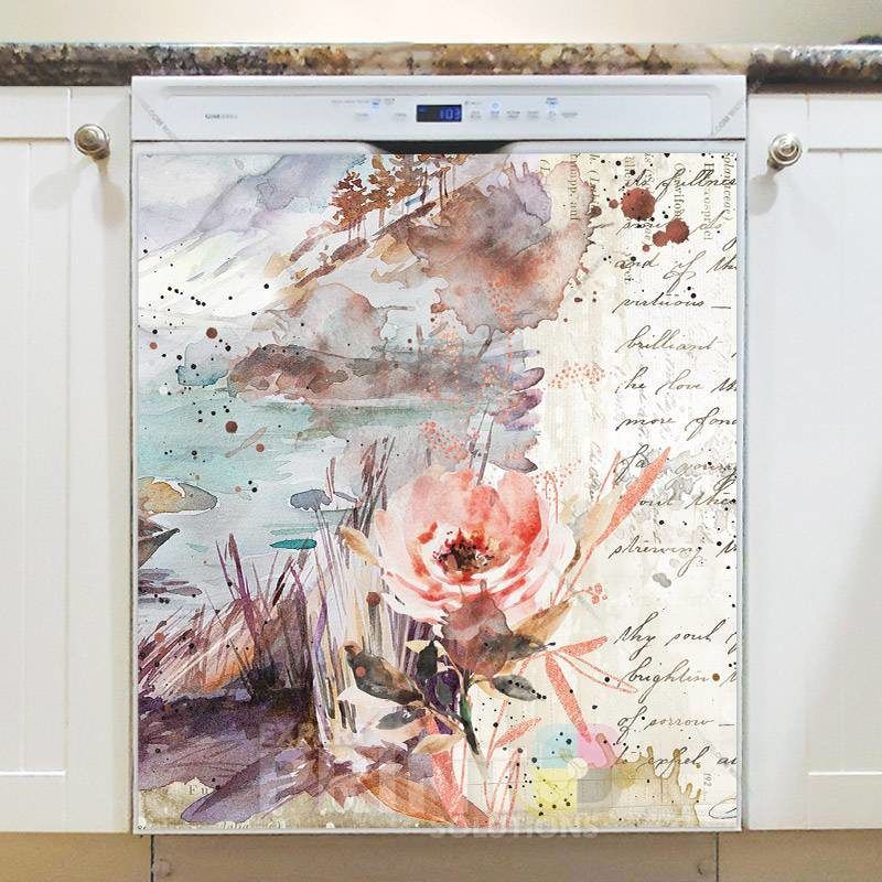 Victorian Vintage Riverbank and Flowers Dishwasher Magnet