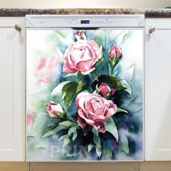 Beautiful Pink Roses Dishwasher Magnet