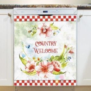 Country Welcome with Flowers Dishwasher Magnet