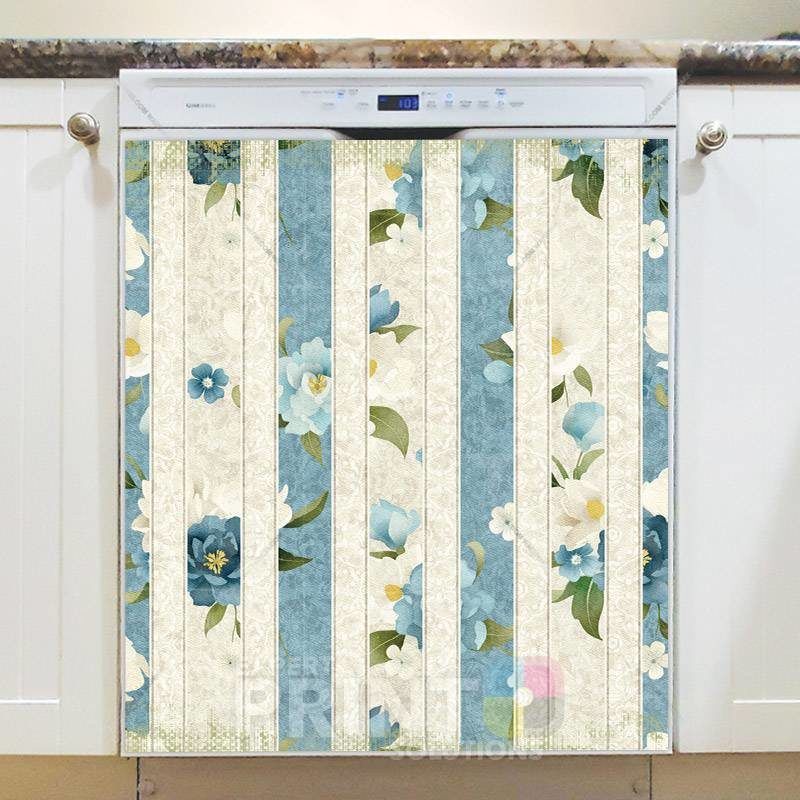 Beautiful Painted Flowers on Wood Design Dishwasher Magnet
