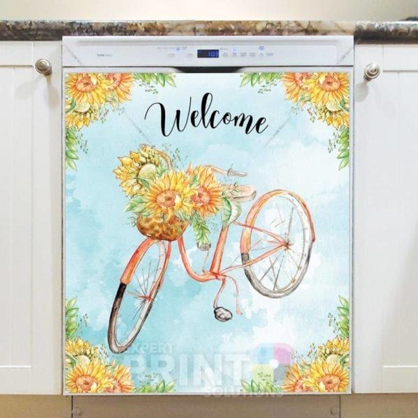 Sunflower Bicycle Dishwasher Magnet