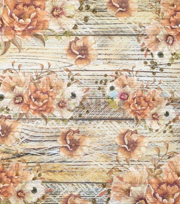 Flowers on Wood Pattern #1 Garden Flag