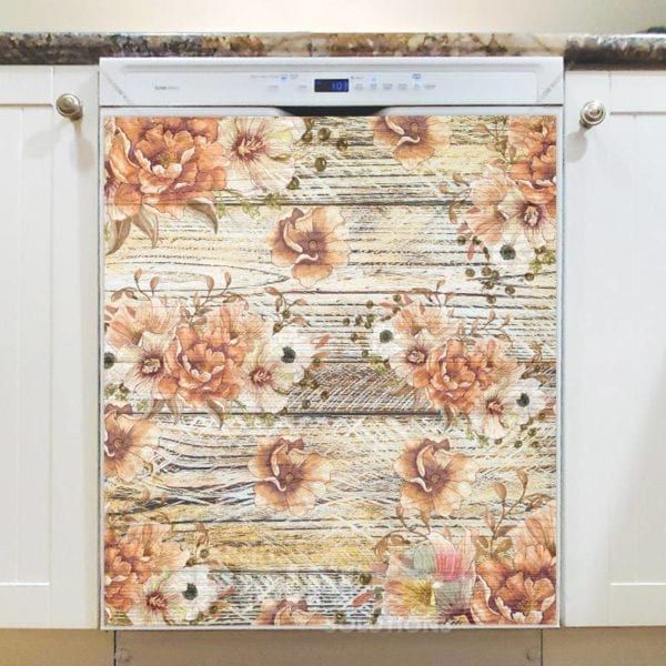 Flowers on Wood Pattern #1 Dishwasher Magnet