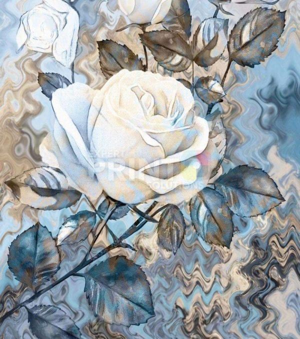 Beautiful White Roses on Abstract Background #1 Garden Flag