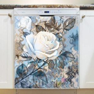 Beautiful White Roses on Abstract Background #1 Dishwasher Magnet