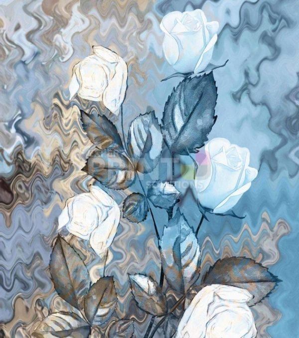 Beautiful White Roses on Abstract Background #3 Garden Flag