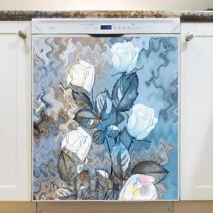 Beautiful White Roses on Abstract Background #3 Dishwasher Magnet