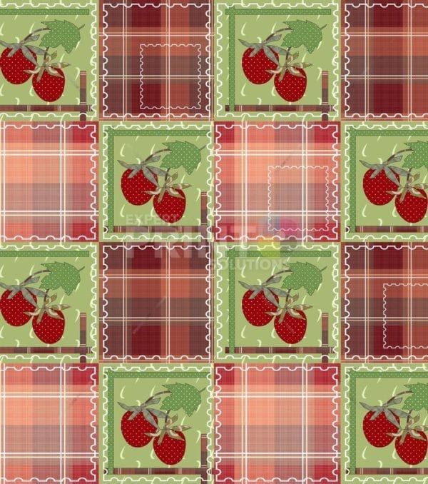 Folk Patchwork Quilt Pattern with Cherries Garden Flag