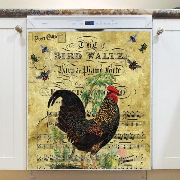 Vintage Rooster And Bees Dishwasher Magnet