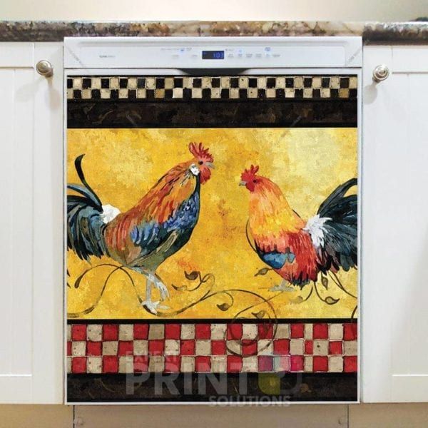 Vintage Farmhouse Roosters #5 Dishwasher Magnet