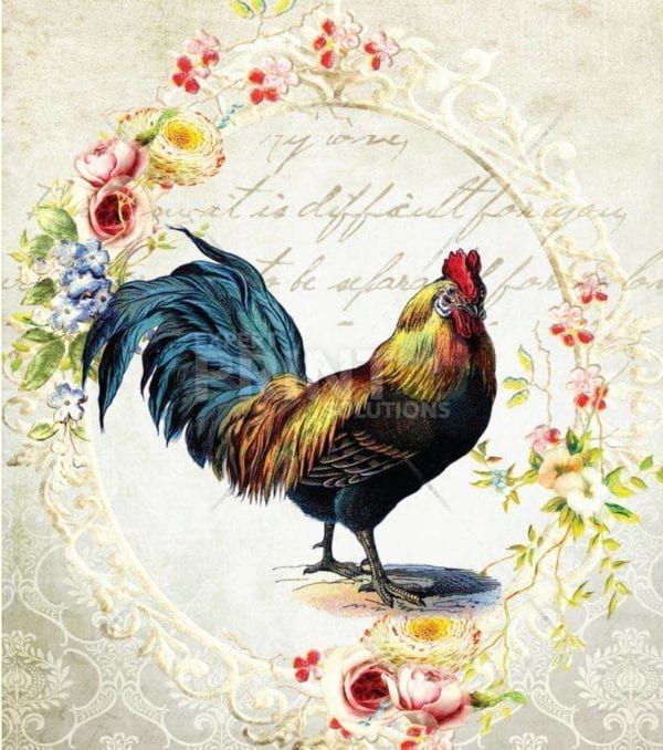 Vintage Shabby Chic Rooster Garden Flag