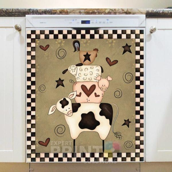 Country Farmhouse Stacked Animals Dishwasher Magnet