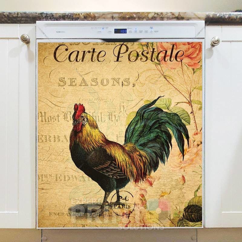 Carte Postale Vintage Rooster #3 Dishwasher Magnet