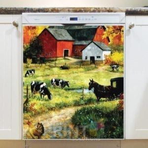 Old Farmhouse and Animals Dishwasher Magnet