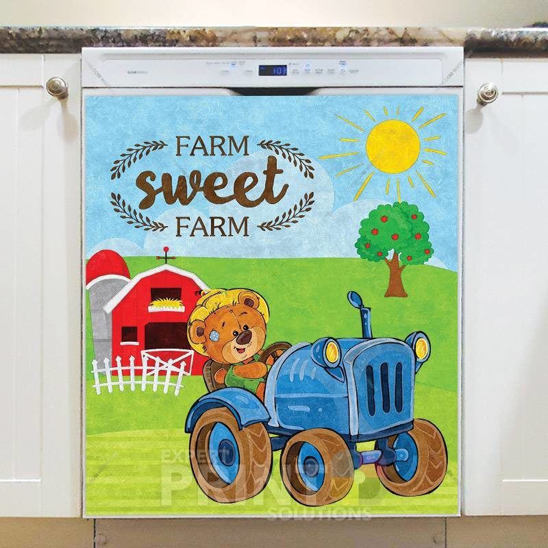 Teddy Bear on a Tractor Dishwasher Magnet