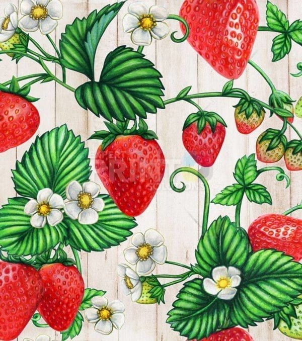 Strawberries on Wood Pattern Garden Flag