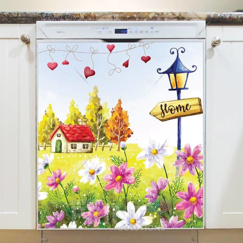 Little Adorable Flower Cottage Dishwasher Magnet