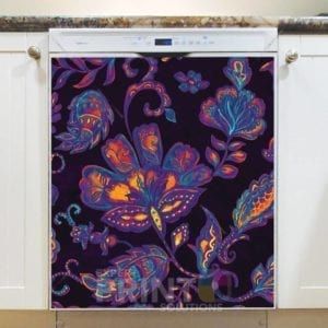 Bohemian Folk Art Paisley and Tulips Pattern #1 Dishwasher Magnet