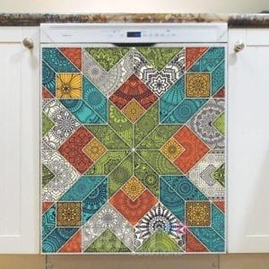 Bohemian Folk Art Ethnic Mandala Patchwork Pattern Dishwasher Magnet